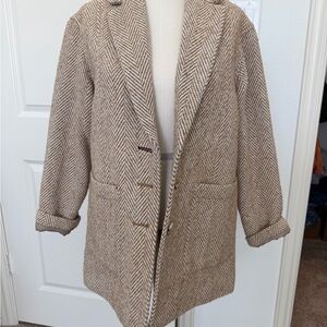 Pilcro Jacket with beige and Brown Striped Trim
